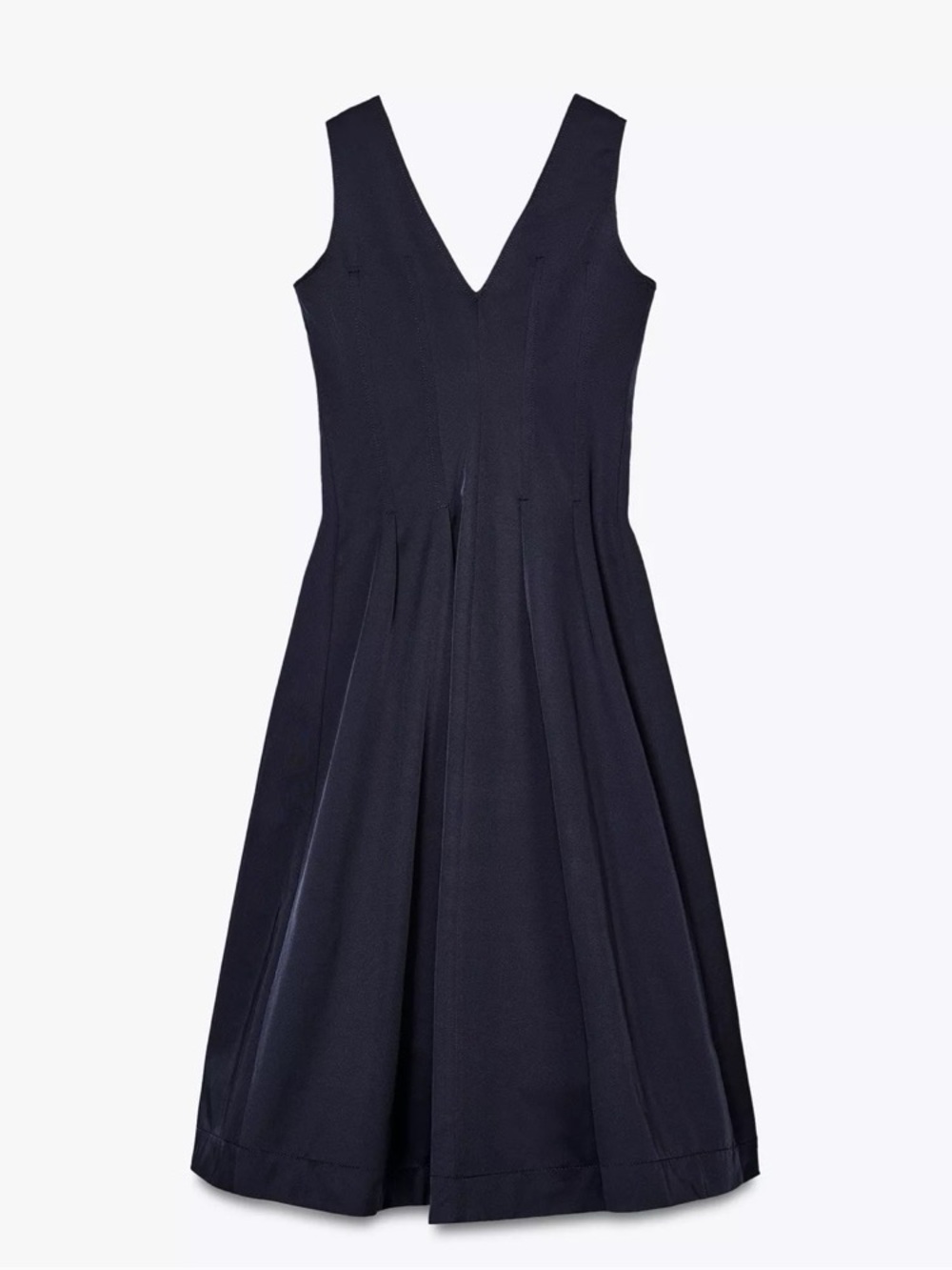 Zara V Neck Wide Strap Zipper Dress Navy